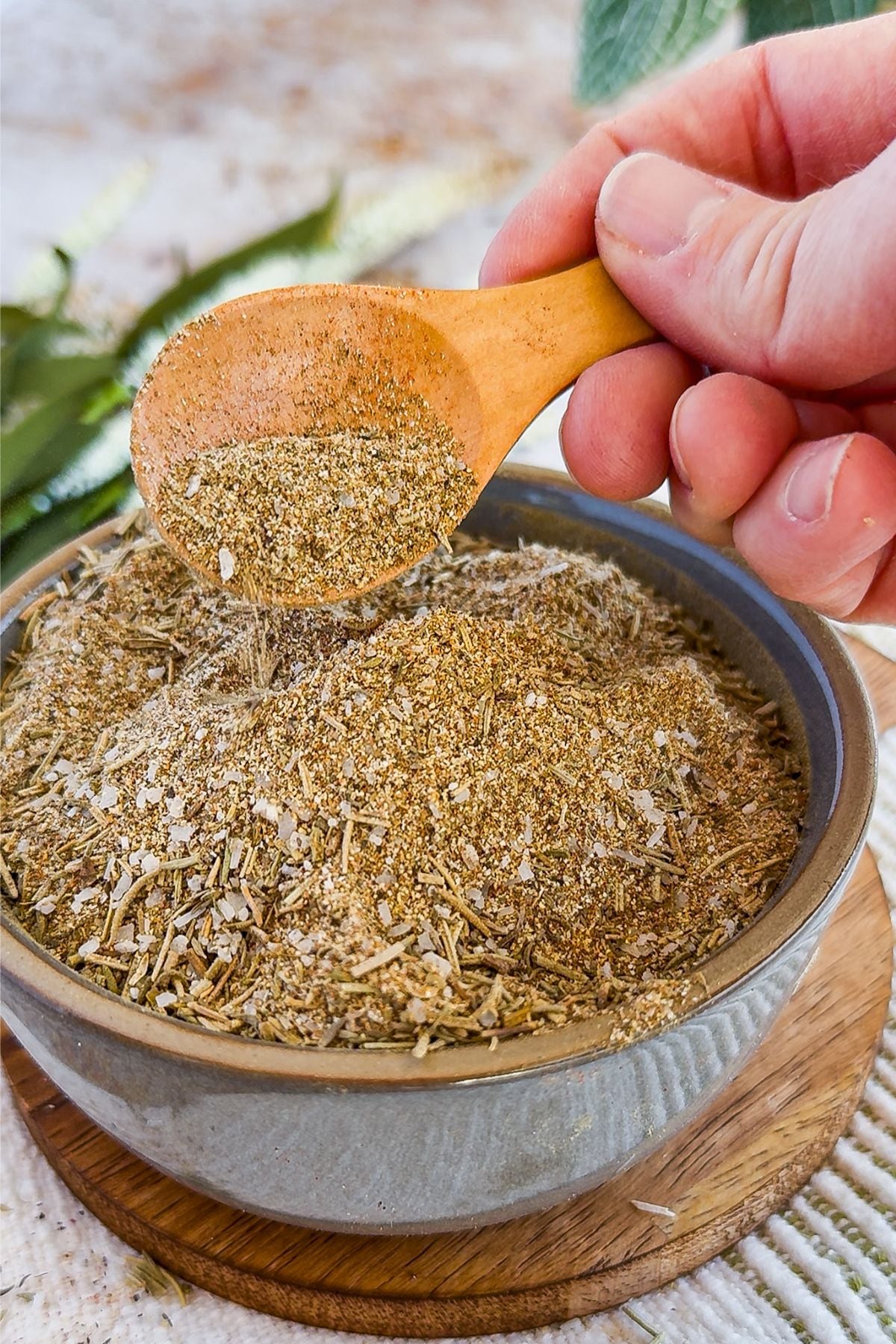 Bowl of turkey seasoning.