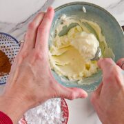 Mixing the butter.